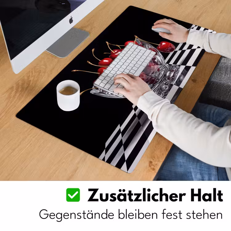 Schreibtischunterlage - Essen – Kirschen – Rot - Eten - Kersen - Rood Muismat XXL klein