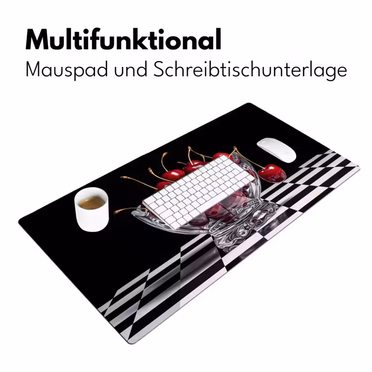 Schreibtischunterlage - Essen – Kirschen – Rot - Eten - Kersen - Rood Muismat XXL klein