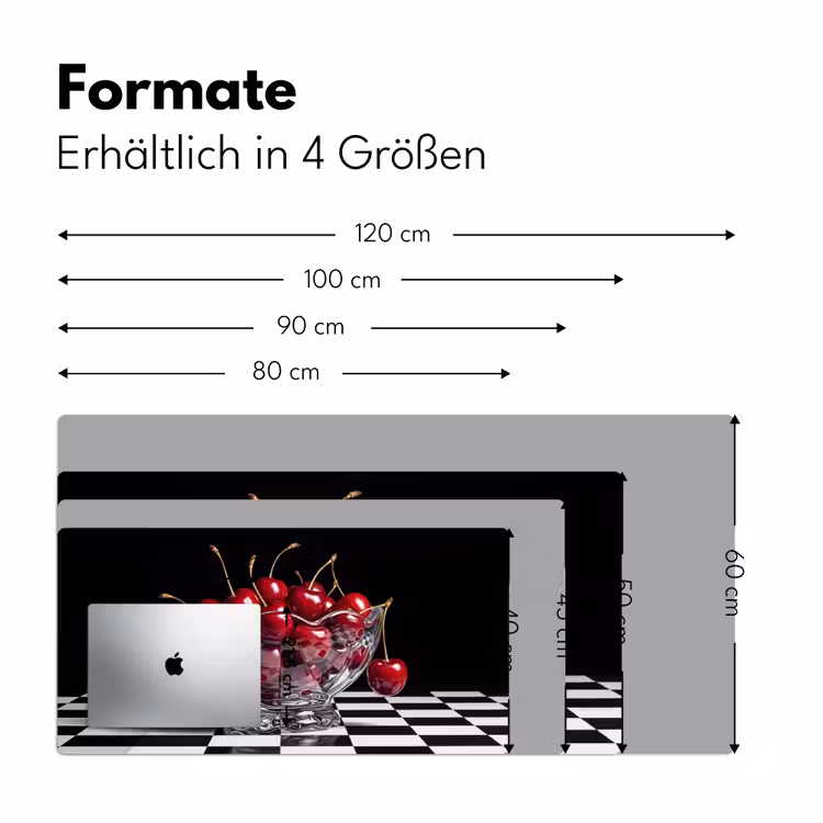 Schreibtischunterlage - Essen – Kirschen – Rot - Eten - Kersen - Rood Muismat XXL klein