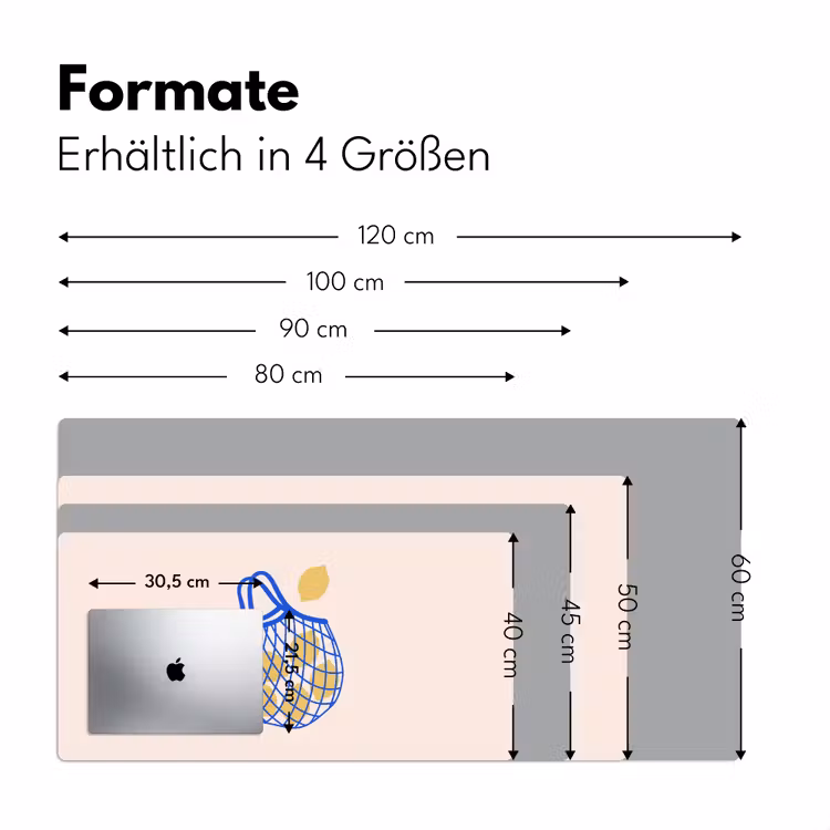 Schreibtischunterlage - Essen – Zitrone – Einkäufe – Abstrakt – Gelb – Blau - Eten - Citroen - Boodschappen - Abstract - Geel - Blauw Muismat XXL klein