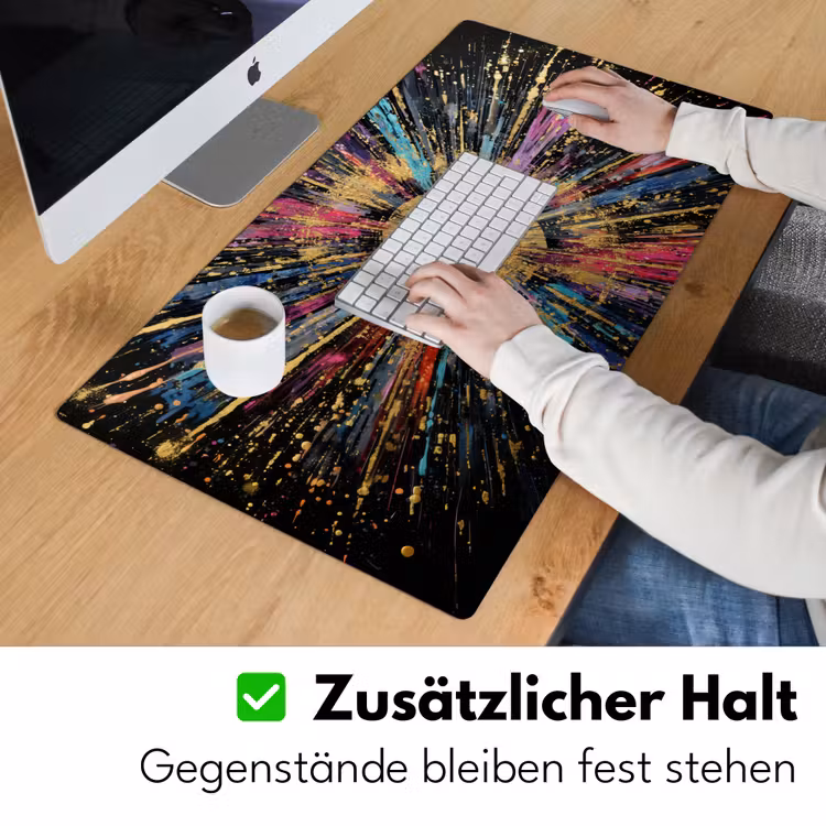 Explosie - Goud - Kleurrijk - Abstract Muismat XXL klein -ysfeer3_duits