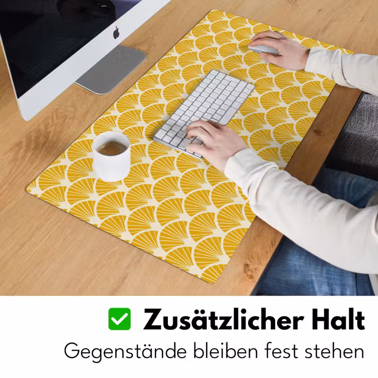 Waaiers - Art Deco - Retro - Okergeel Muismat XXL klein 681 -ysfeer3_duits