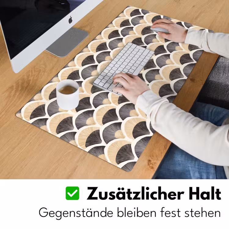 Waaier - Patroon - Zwart - Beige Muismat XXL klein 681 -ysfeer3_duits
