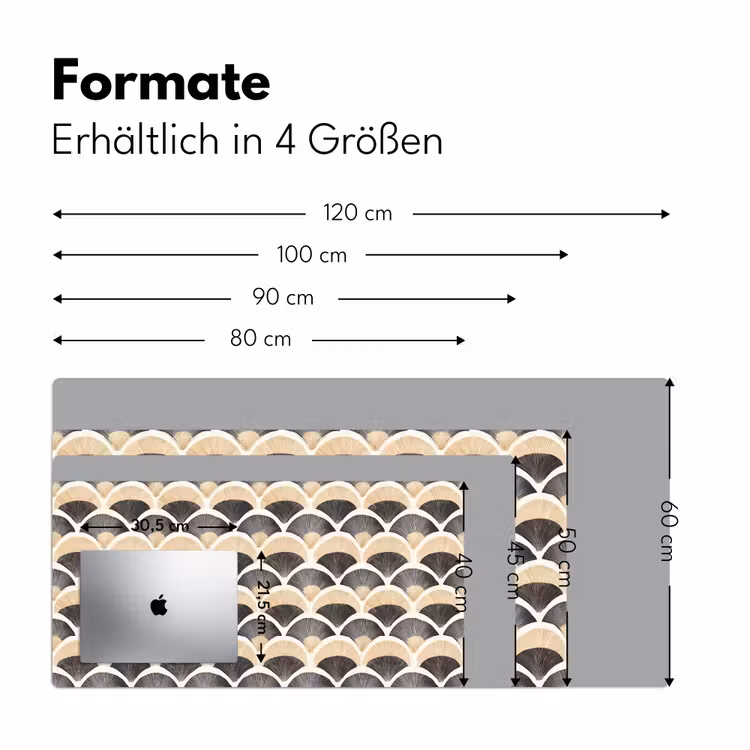 Waaier - Patroon - Zwart - Beige Muismat XXL klein 681 -ysfeer5_duits