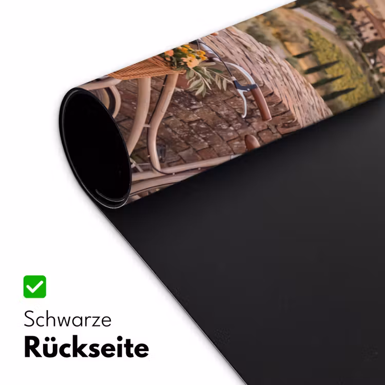 Schreibtischunterlage - Fahrrad – Blumen – Toskana – Landschaft – Rosa - Fiets - Bloemen - Toscane - Landschap - Roze Muismat XXL klein