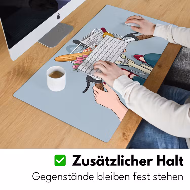 Schreibtischunterlage - Fahrrad – Picknick – Sommer – Illustration - Fiets - Picknick - Zomer - Illustratie Muismat XXL klein