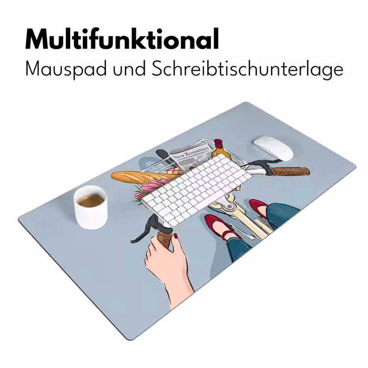 Schreibtischunterlage - Fahrrad – Picknick – Sommer – Illustration - Fiets - Picknick - Zomer - Illustratie Muismat XXL klein
