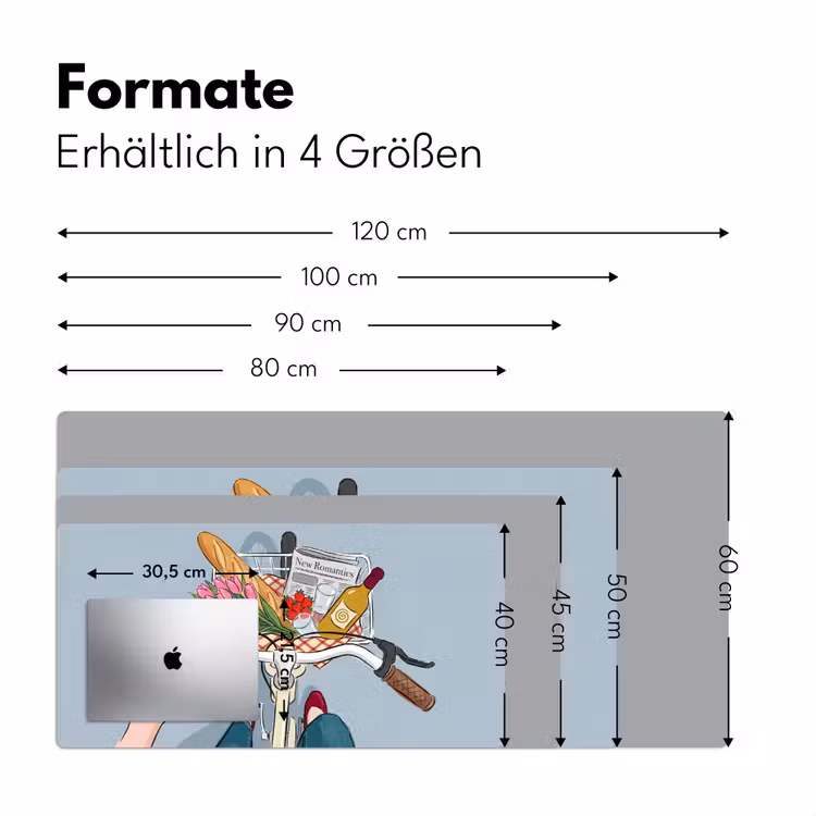Schreibtischunterlage - Fahrrad – Picknick – Sommer – Illustration - Fiets - Picknick - Zomer - Illustratie Muismat XXL klein