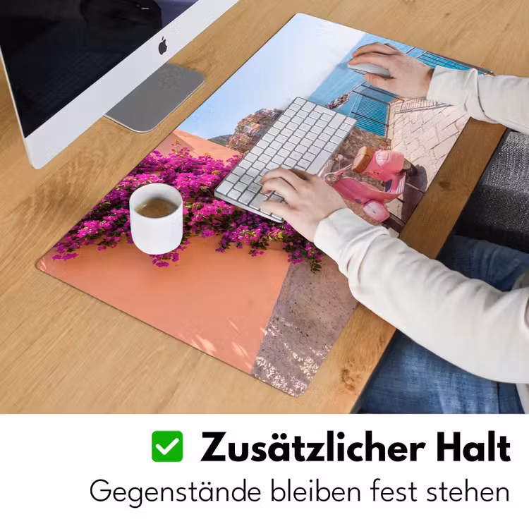 Schreibtischunterlage - Fahrzeug – Rosa – Küste – Sommer – Reisen - Voertuig - Roze - Kust - Zomer - Reizen Muismat XXL klein