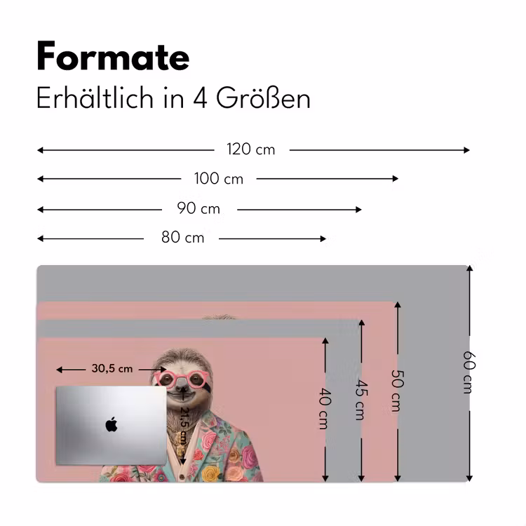 Luiaard - Bloemenprint - Bril - Roze Muismat XXL klein -ysfeer5_duits