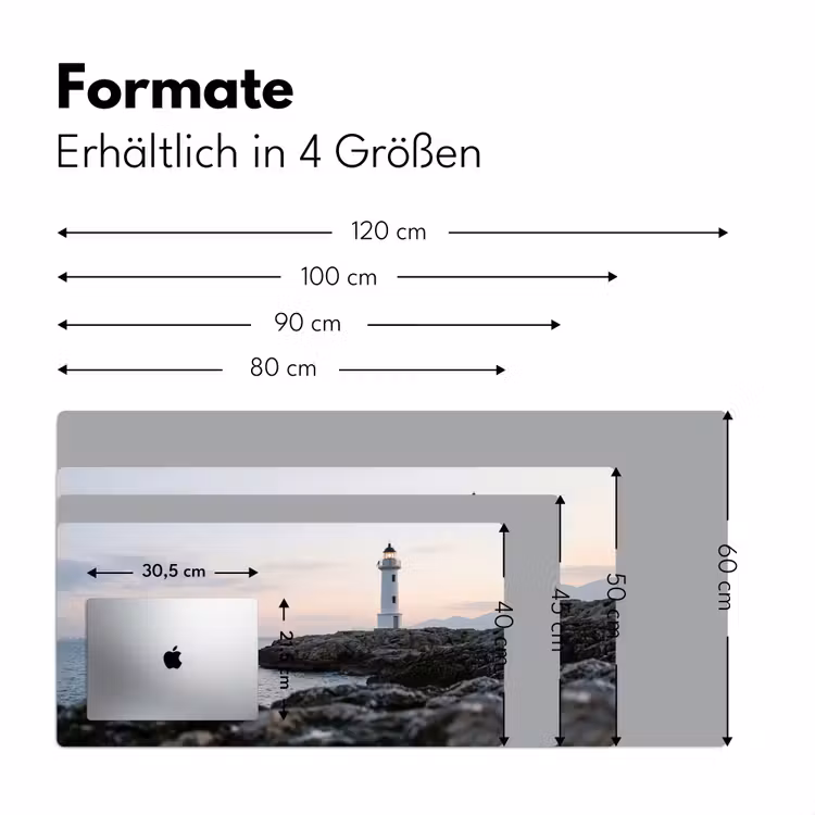 Rotsen - Vuurtoren - Wit Muismat XXL klein -ysfeer5_duits