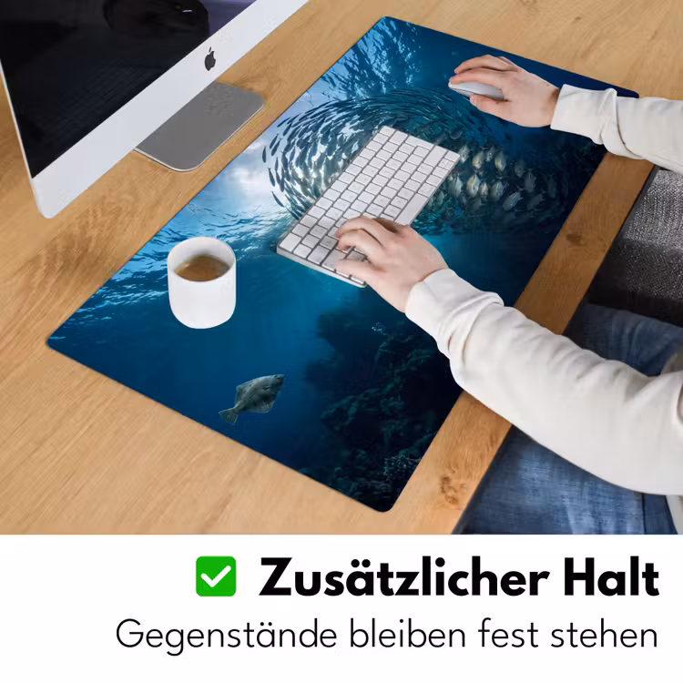 Vis - School - Oceaan - Natuur - Blauw Muismat XXL klein -ysfeer3_duits