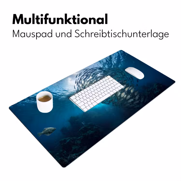 Vis - School - Oceaan - Natuur - Blauw Muismat XXL klein -ysfeer4_duits