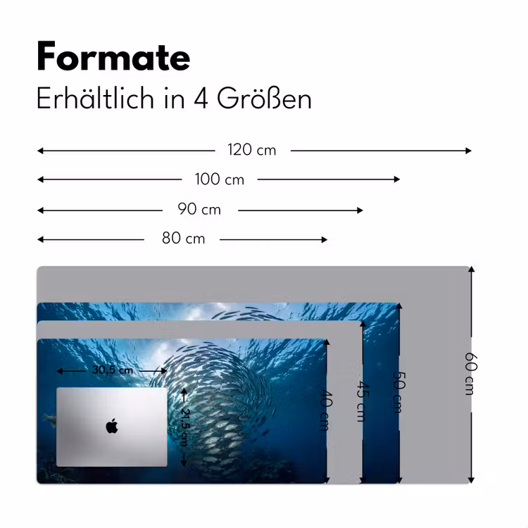 Vis - School - Oceaan - Natuur - Blauw Muismat XXL klein -ysfeer5_duits