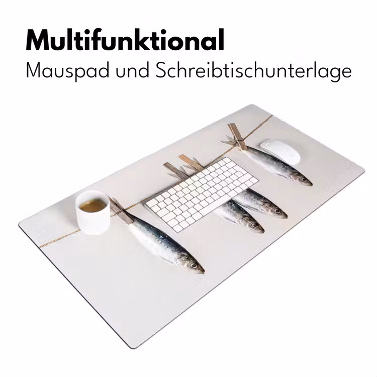 Schreibtischunterlage - Fisch – Hängend – Essen - Vis - Hangend - Eten Muismat XXL klein