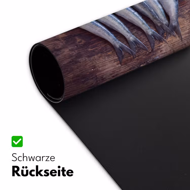 Schreibtischunterlage - Fisch – Holz – Essen - Vis - Hout - Eten Muismat XXL klein