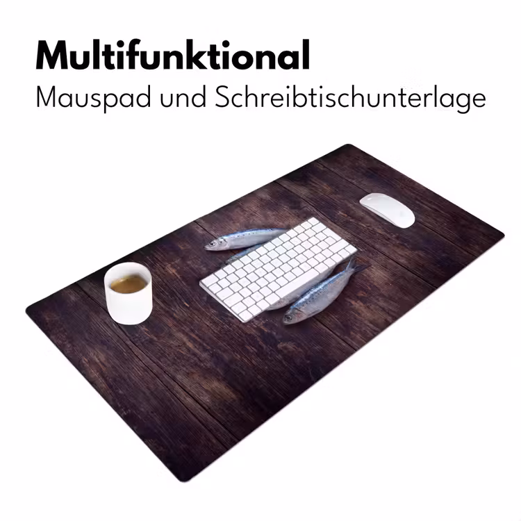 Schreibtischunterlage - Fisch – Holz – Essen - Vis - Hout - Eten Muismat XXL klein