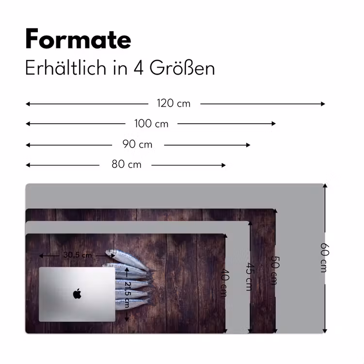 Schreibtischunterlage - Fisch – Holz – Essen - Vis - Hout - Eten Muismat XXL klein