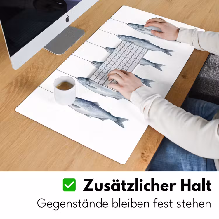 Vissen - Illustratie - Delfts - Blauw Muismat XXL klein -ysfeer3_duits