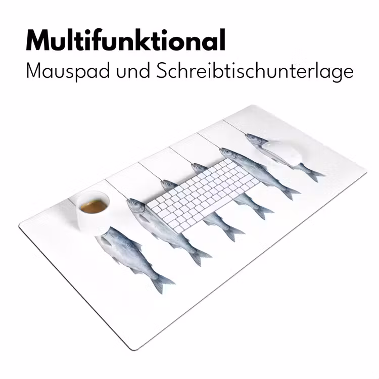 Vissen - Illustratie - Delfts - Blauw Muismat XXL klein -ysfeer4_duits