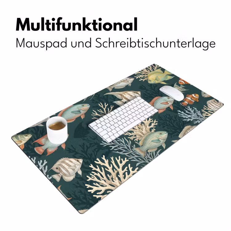 Vis - Koraal - Onderwater - Illustratie Muismat XXL klein -ysfeer4_duits