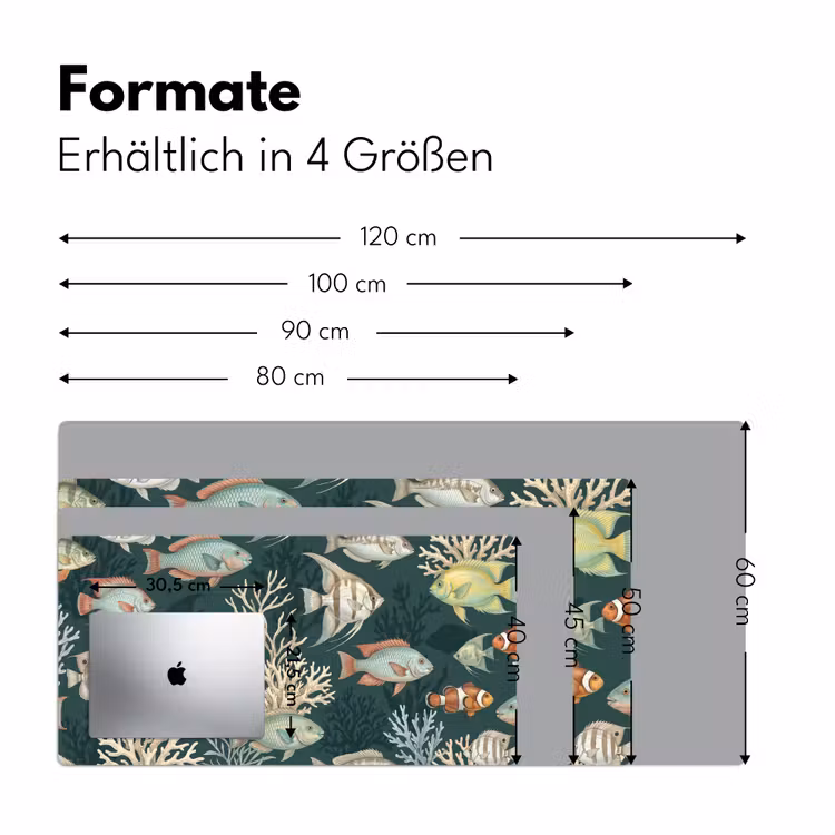 Vis - Koraal - Onderwater - Illustratie Muismat XXL klein -ysfeer5_duits