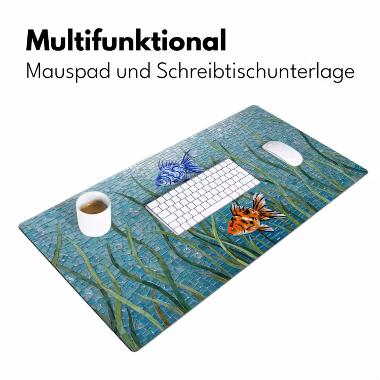 Vis - Mozaïek - Onderwater - Kleurrijk - Dieren Muismat XXL klein -ysfeer4_duits