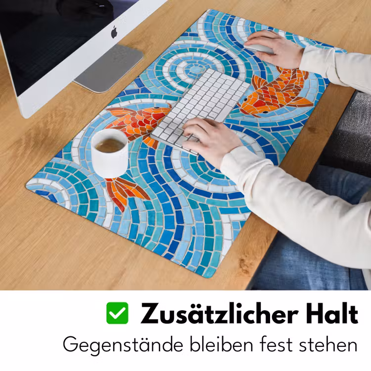 Vis - Mozaïek - Water - Decoratief - Blauw Muismat XXL klein -ysfeer3_duits