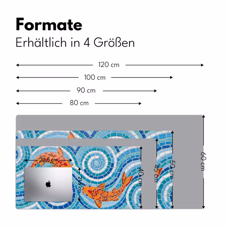 Vis - Mozaïek - Water - Decoratief - Blauw Muismat XXL klein -ysfeer5_duits