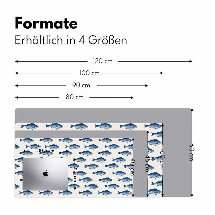 Vis - Patroon - Blauw Muismat XXL klein 681 -ysfeer5_duits