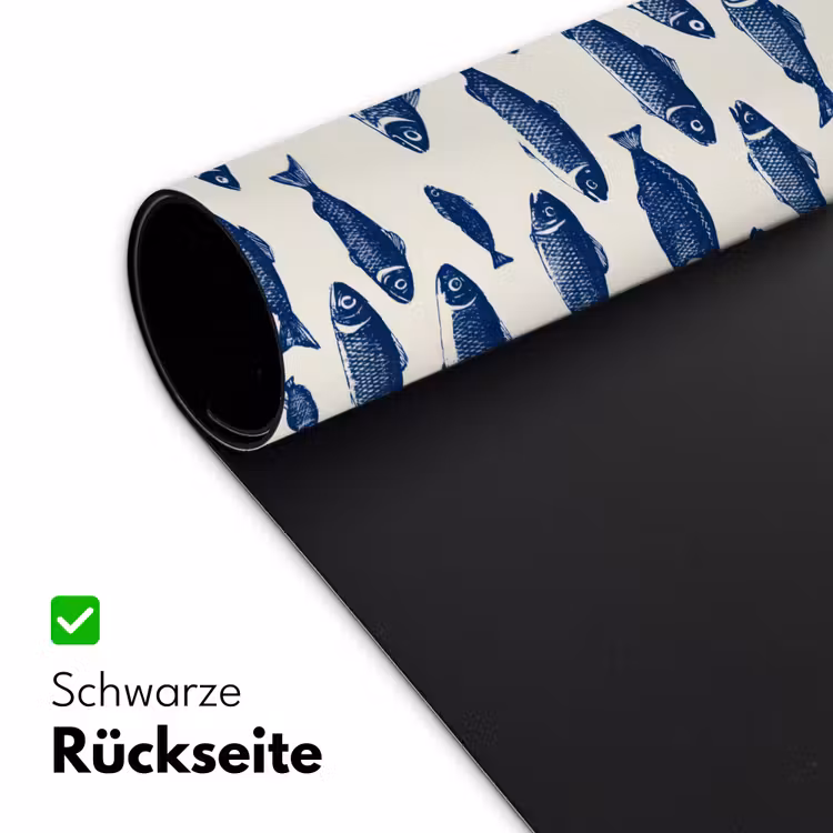 Vissen - Patroon - Blauw - Wit Muismat XXL klein 681 -ysfeer2_duits