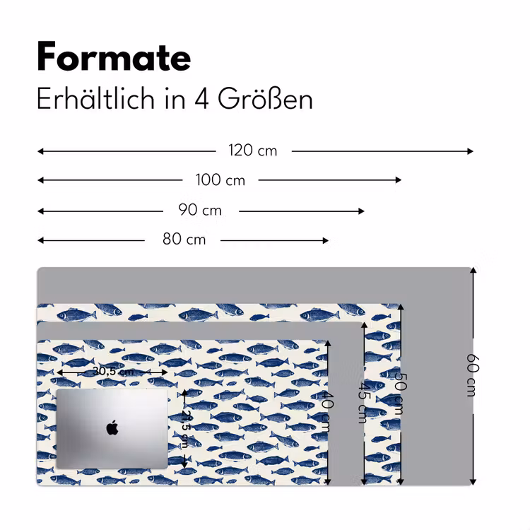 Vissen - Patroon - Blauw - Wit Muismat XXL klein 681 -ysfeer5_duits