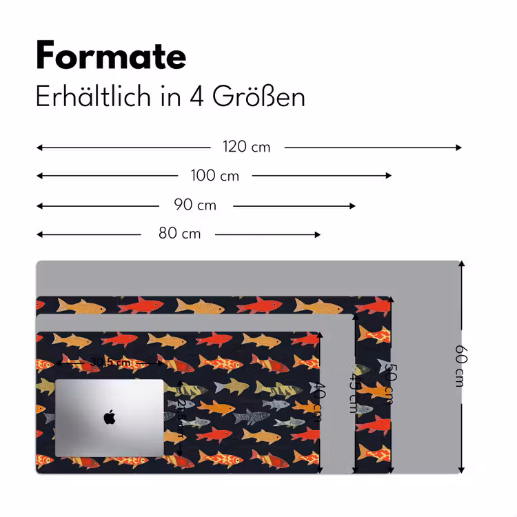 Vissen - Patroon - Kleurrijk Muismat XXL klein 681 -ysfeer5_duits