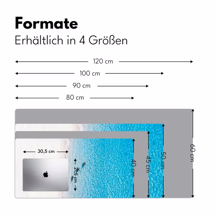 Vis - Oceaan - Strand - Turquoise - Natuur Muismat XXL klein -ysfeer5_duits