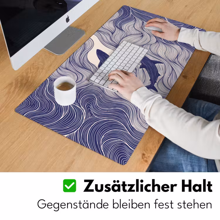 Vis - Oceaan - Lijntekening - Blauw - Dieren Muismat XXL klein -ysfeer3_duits