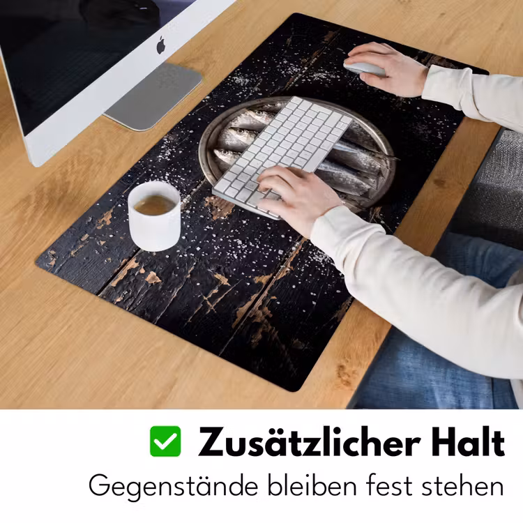 Schreibtischunterlage - Fisch – Salz – Essen - Vis - Zout - Eten Muismat XXL klein