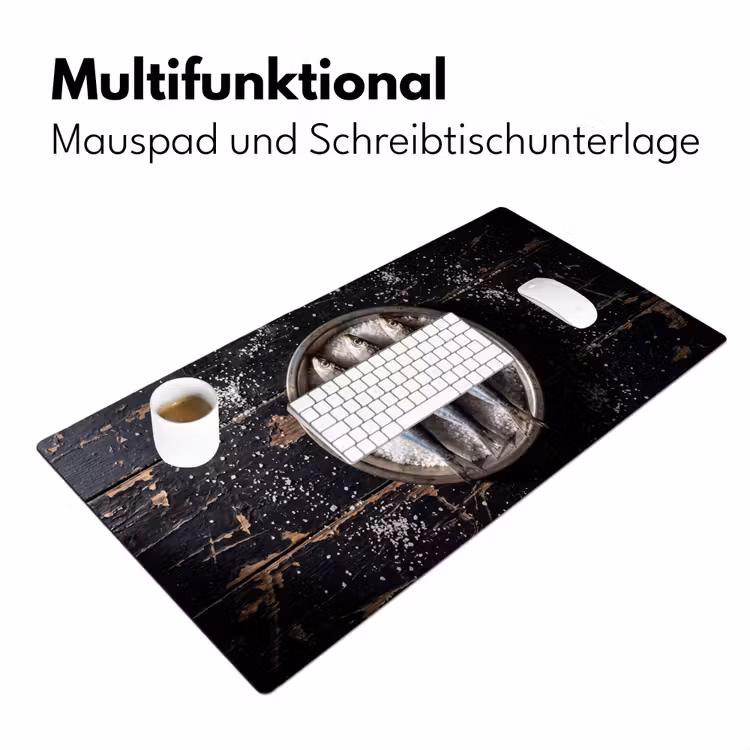 Schreibtischunterlage - Fisch – Salz – Essen - Vis - Zout - Eten Muismat XXL klein