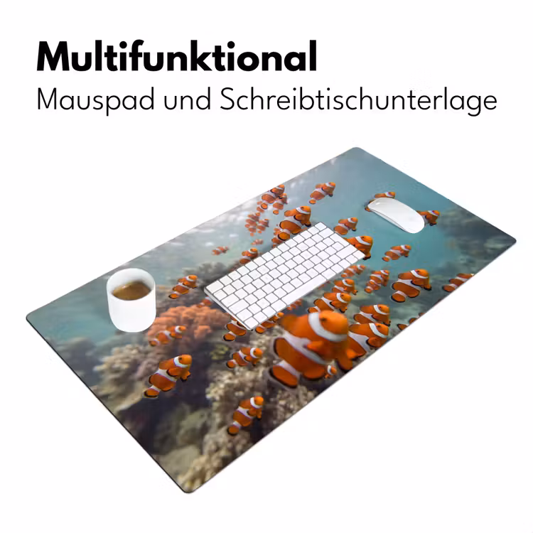 Vis - School - Onderwater - Dieren - Oranje Muismat XXL klein -ysfeer4_duits