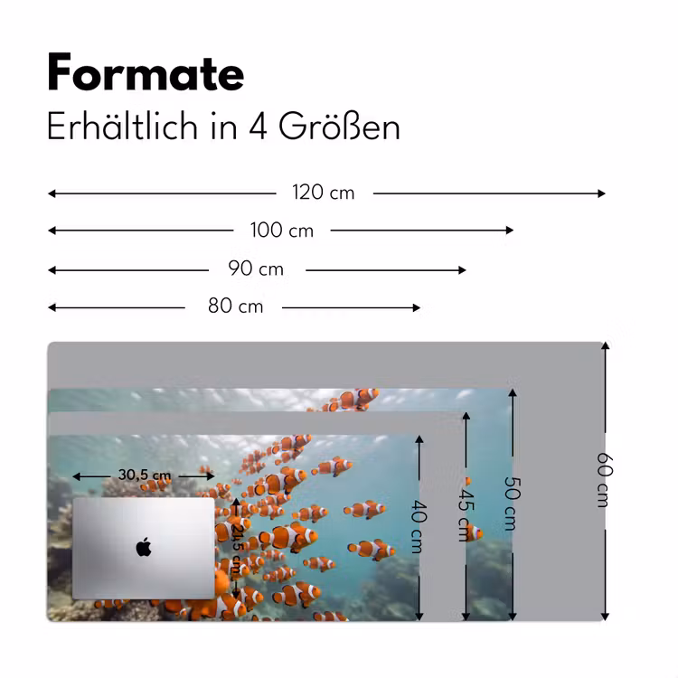Vis - School - Onderwater - Dieren - Oranje Muismat XXL klein -ysfeer5_duits
