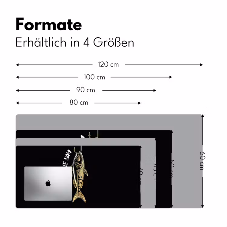 Vis - Zwart - Goud - Tekst Muismat XXL klein -ysfeer5_duits