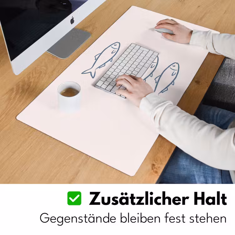 Schreibtischunterlage - Fisch – Vier – Tiere – Abstrakt – Blau - Vis - Vier - Dieren - Abstract - Blauw Muismat XXL klein