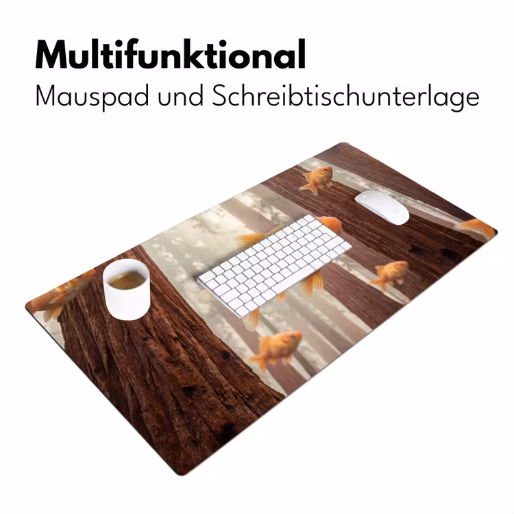 Schreibtischunterlage - Fisch – Wald – Fantasie - Vis - Bos - Fantasie Muismat XXL klein