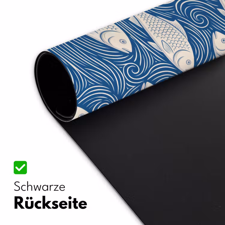 Vis - Water - Patroon - Grafisch - Blauw Muismat XXL klein -ysfeer2_duits