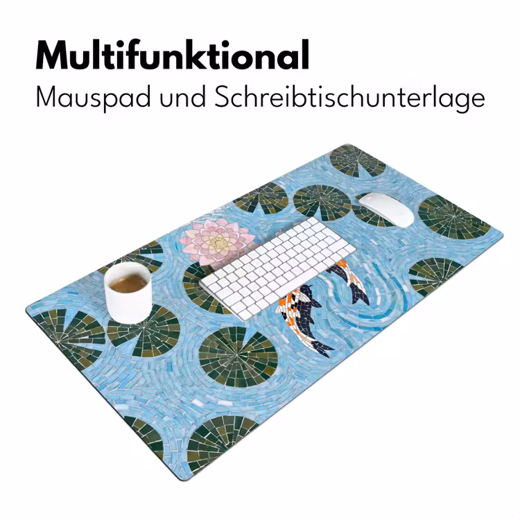 Vis - Water - Natuur - Mozaïek - Blauw Muismat XXL klein -ysfeer4_duits