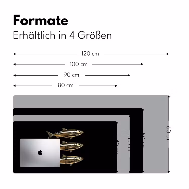Vissen - Goud - Zwart Muismat XXL klein -ysfeer5_duits