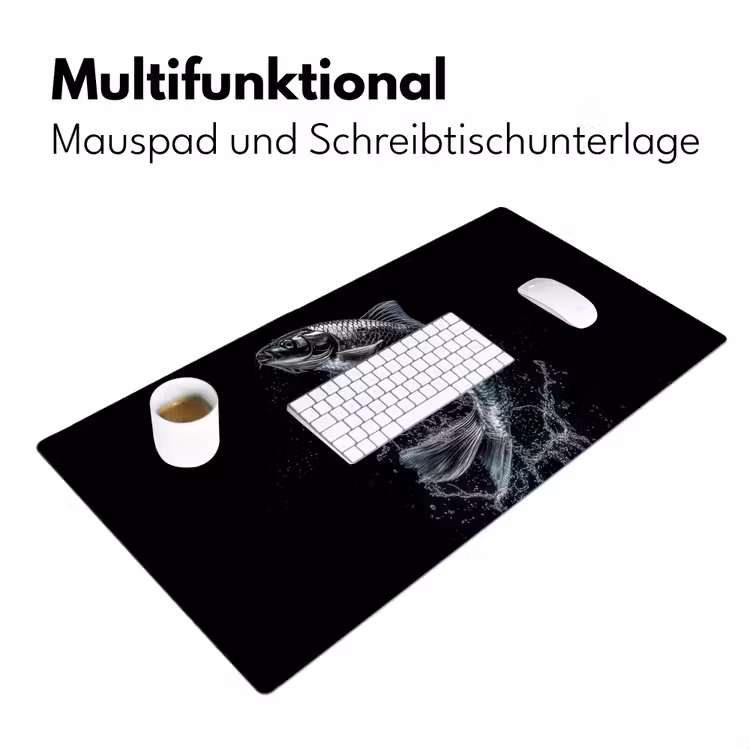 Vis - Koi - Zwart - Water Muismat XXL klein -ysfeer4_duits