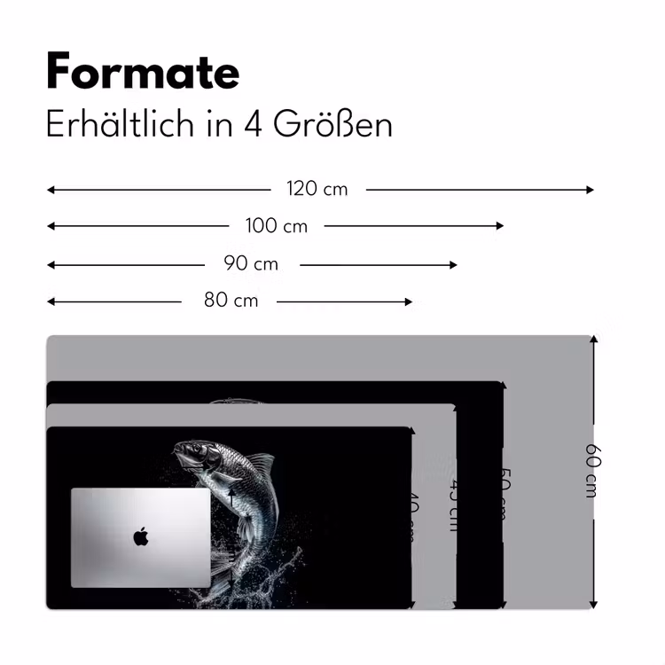 Vis - Koi - Zwart - Water Muismat XXL klein -ysfeer5_duits
