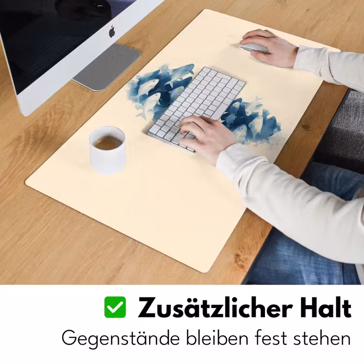 Vissen - Minimalistisch - Blauw Muismat XXL klein -ysfeer3_duits