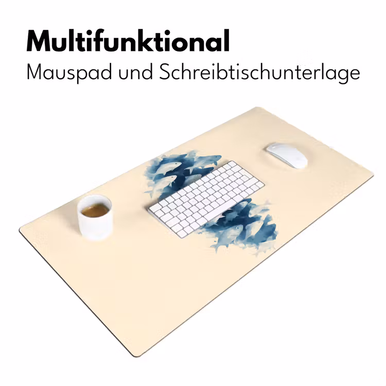 Vissen - Minimalistisch - Blauw Muismat XXL klein -ysfeer4_duits