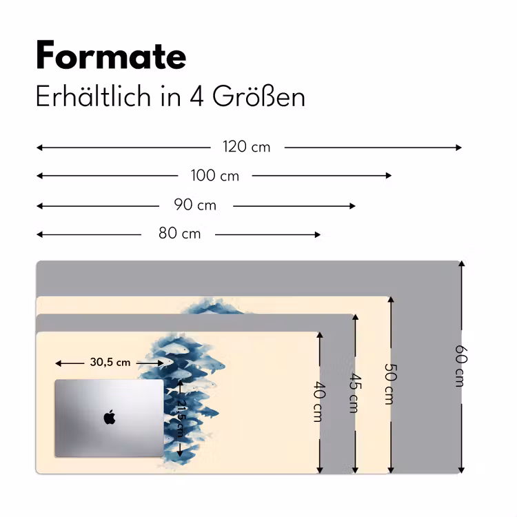 Vissen - Minimalistisch - Blauw Muismat XXL klein -ysfeer5_duits